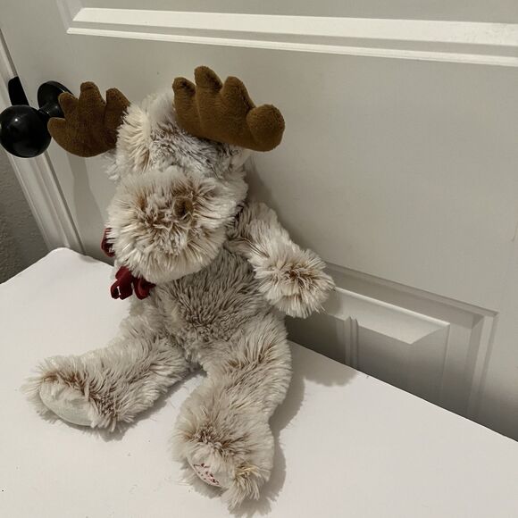 Fiesta Moose Plush Jesus Loves You Tan Brown White Fuzzy Red Scarf 14" - Picture 5 of 8